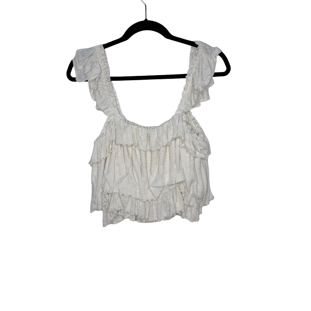 Free People Mila Ribbed Ruffle Top - Picture 4 of 6